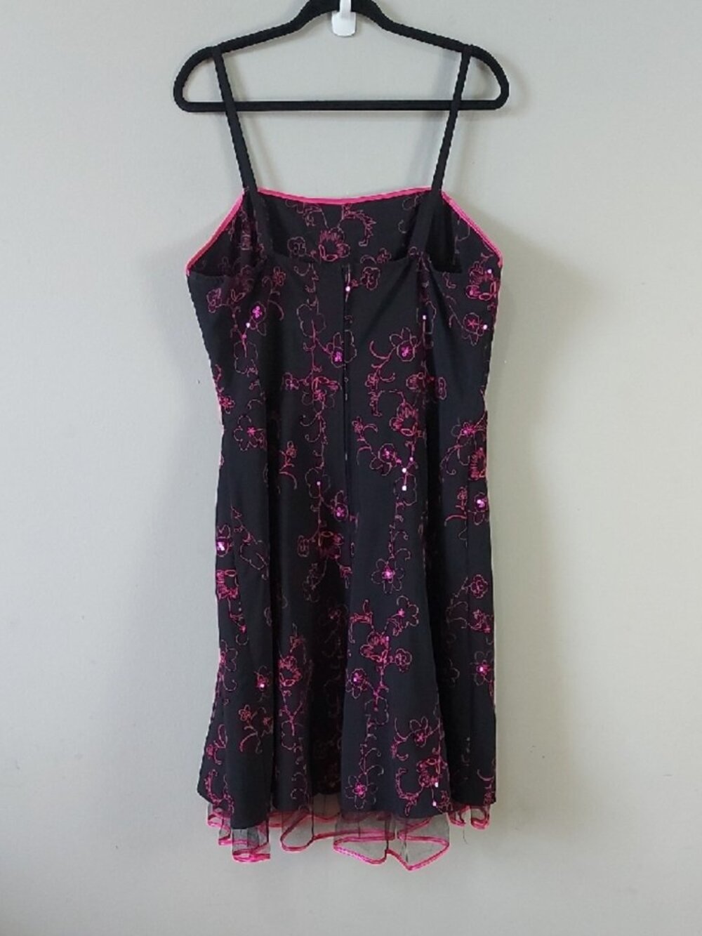 Taboo Goth Witchy Red Floral Embroidery Sequin Slip Dress Plus Size 2X Black